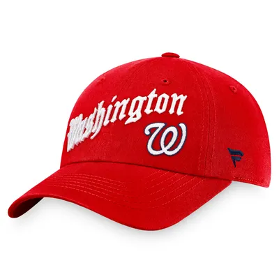 Washington Nationals Fanatics Branded Iconic Old English Adjustable Hat - Red