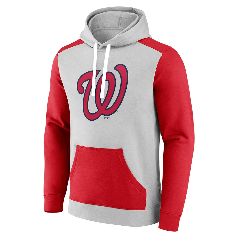 Sweat à capuche arctique Fanatics pour hommes, gris/rouge, Washington Nationals