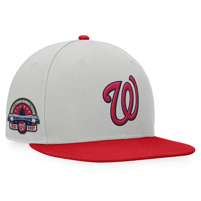 Casquette Snapback bicolore Fanatics gris/rouge Washington Nationals Glory Days pour hommes