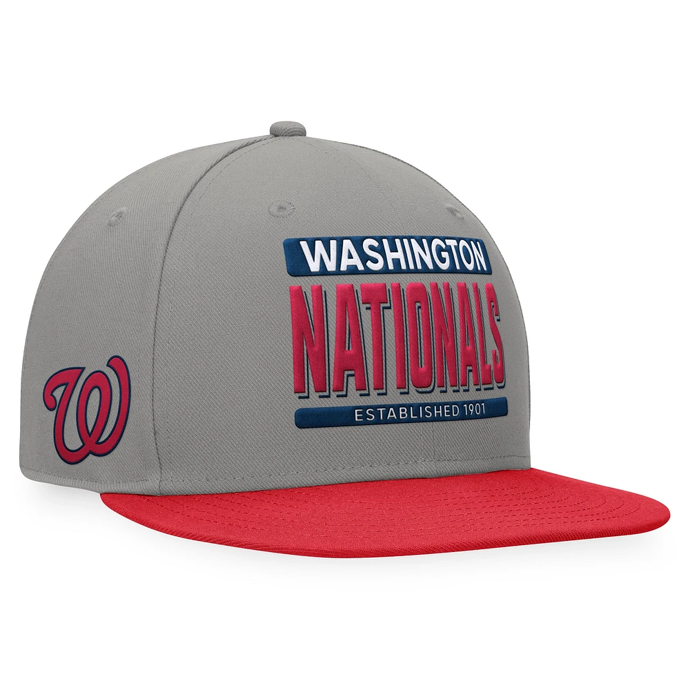 Men's Fanatics Gray/Red Washington Nationals Line Drive Two-Tone Snapback Hat