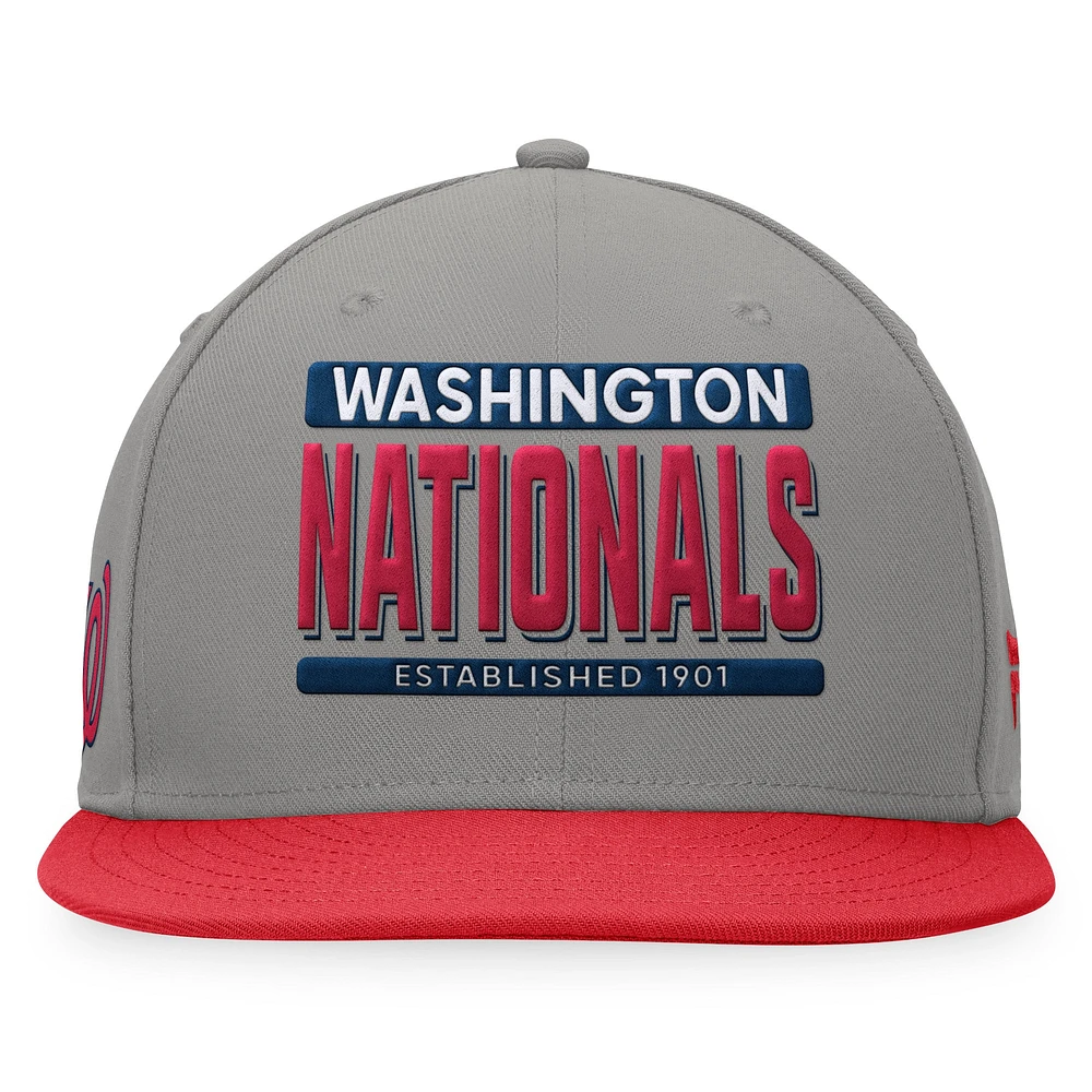 Men's Fanatics Gray/Red Washington Nationals Line Drive Two-Tone Snapback Hat