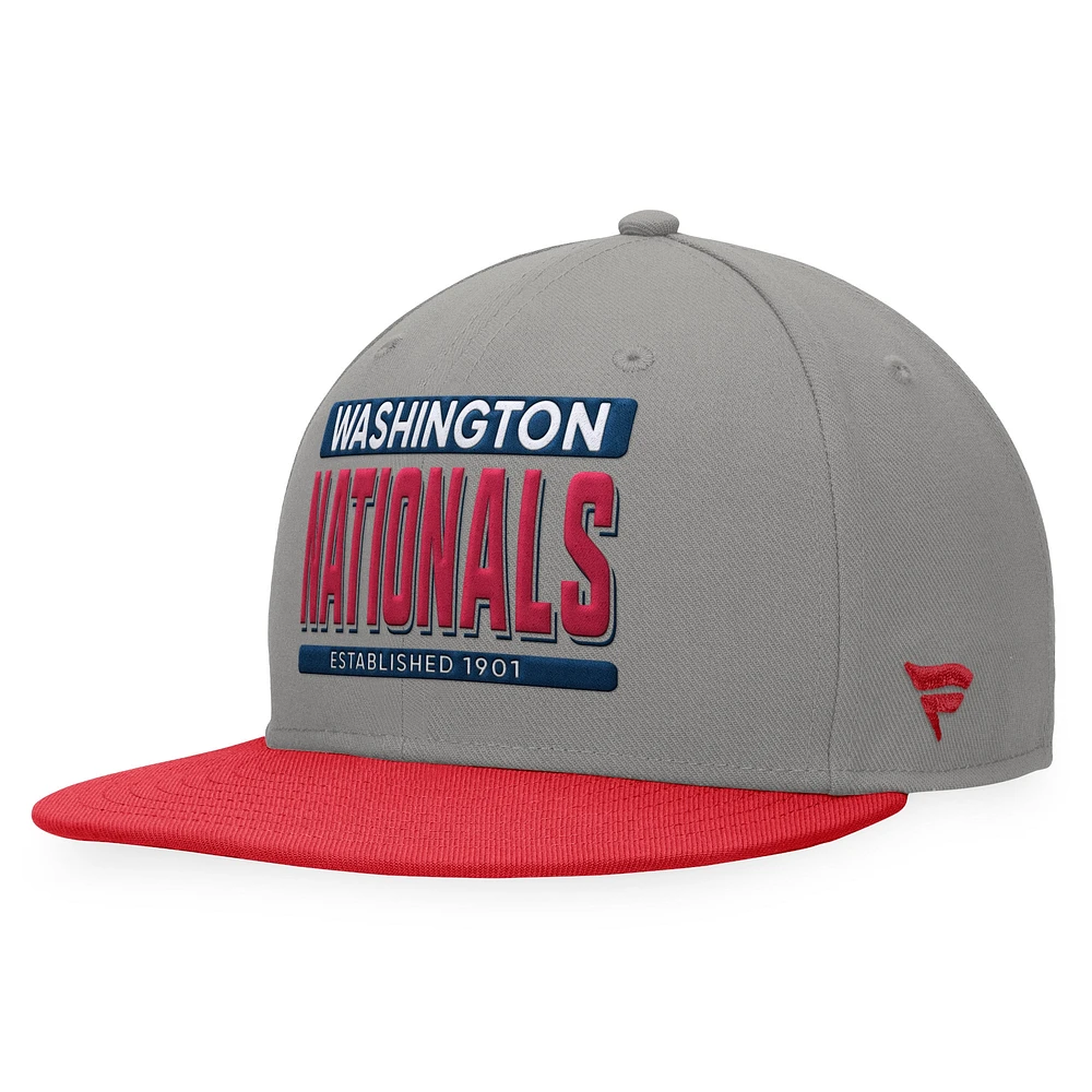 Men's Fanatics Gray/Red Washington Nationals Line Drive Two-Tone Snapback Hat