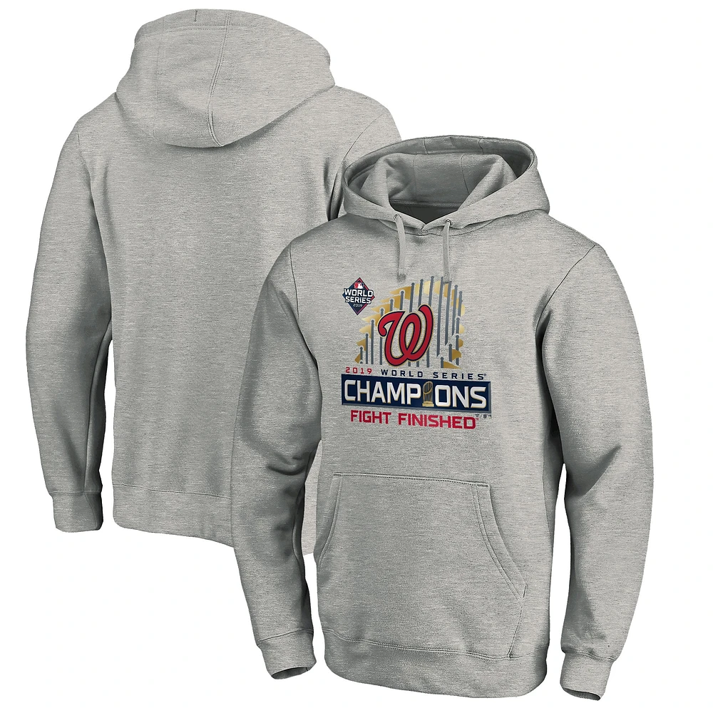 Men's Fanatics Gray Washington Nationals 2019 World Series Champions Locker Room Fitted Pullover Hoodie