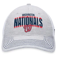 Casquette réglable de camionneur avec logo des Washington Nationals Fanatics gris chiné/blanc pour hommes