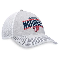 Casquette réglable de camionneur avec logo des Washington Nationals Fanatics gris chiné/blanc pour hommes