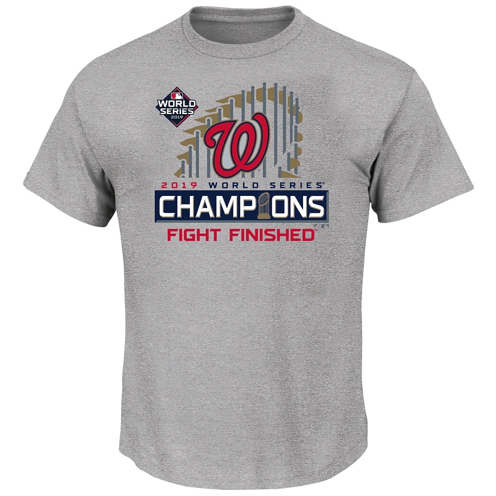 T-shirt pour hommes Fanatics Heather Grey Washington Nationals Champions de la Série mondiale 2019 Big & Tall Locker Room