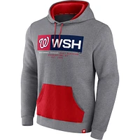 Men's Fanatics Heathered Gray Washington Nationals Iconic Steppin Up Fleece Pullover Hoodie