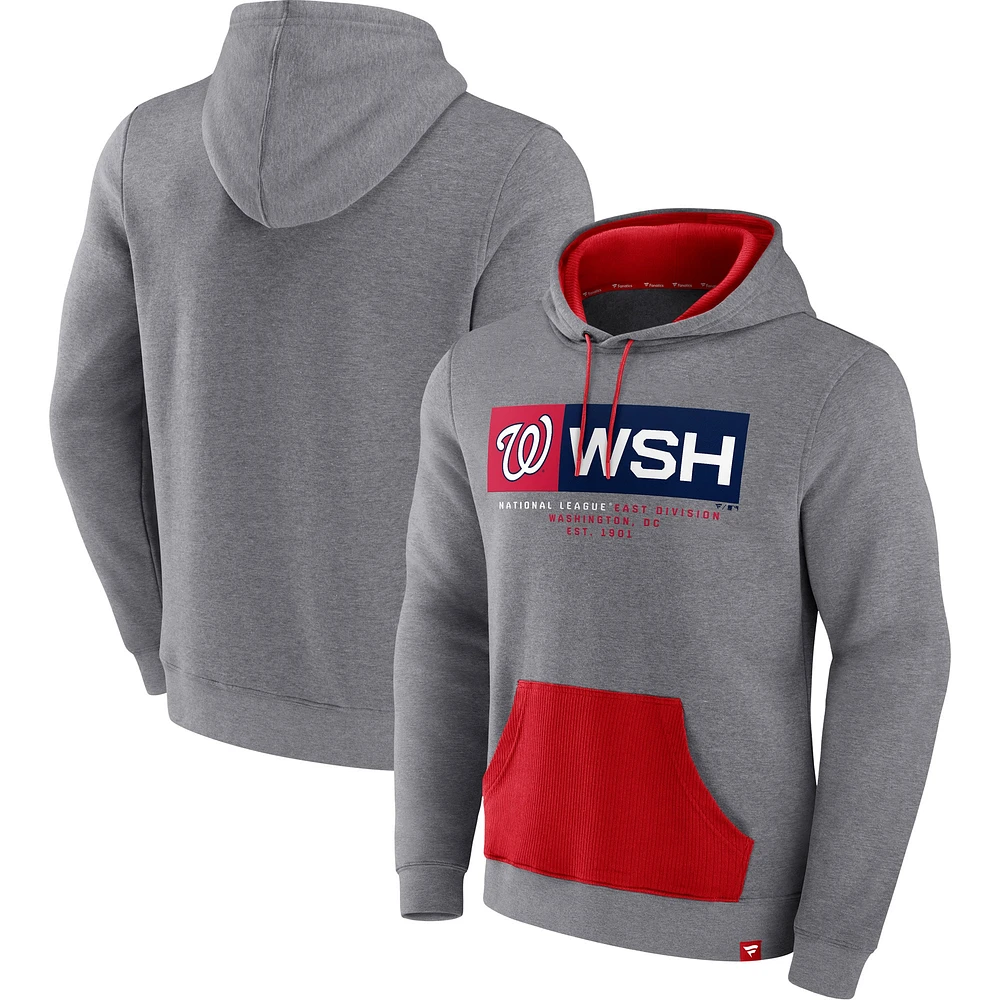 Sweat à capuche en polaire Steppin Up emblématique des Washington Nationals Fanatics gris chiné pour hommes