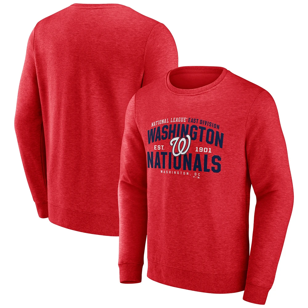 Men's Fanatics Heathered Red Washington Nationals Classic Move Pullover Sweatshirt