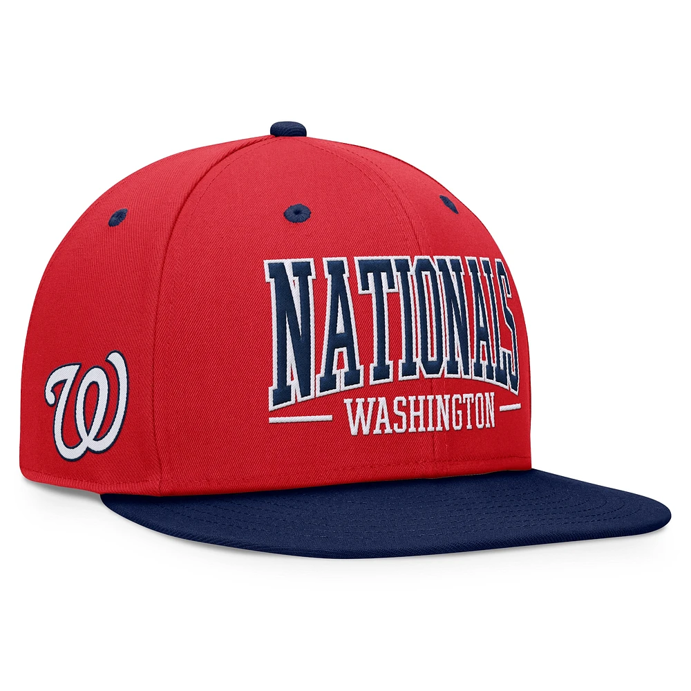 Casquette Snapback fondamentale audacieuse des Nationals de Washington Fanatics rouge/bleu marine pour hommes