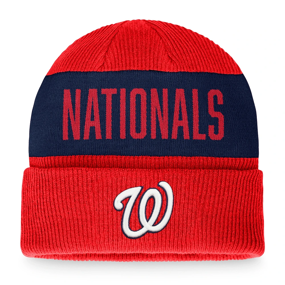 Men's Fanatics Red/Navy Washington Nationals Wordmark Cuffed Knit Hat