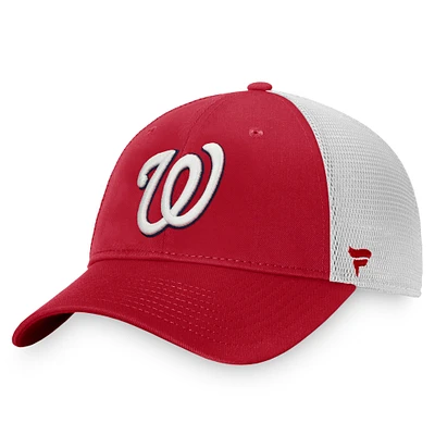 Casquette de camionneur structurée Fanatics rouge/blanc Washington Nationals Core Snapback pour hommes