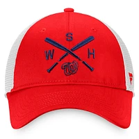 Men's Fanatics Red/White Washington Nationals Iconic Cross Bat Trucker Snapback Hat