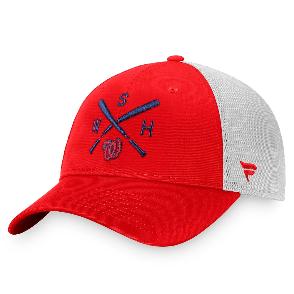 Men's Fanatics Red/White Washington Nationals Iconic Cross Bat Trucker Snapback Hat