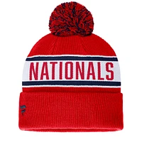 Men's Fanatics Red/White Washington Nationals Secondary Cuffed Knit Hat with Pom