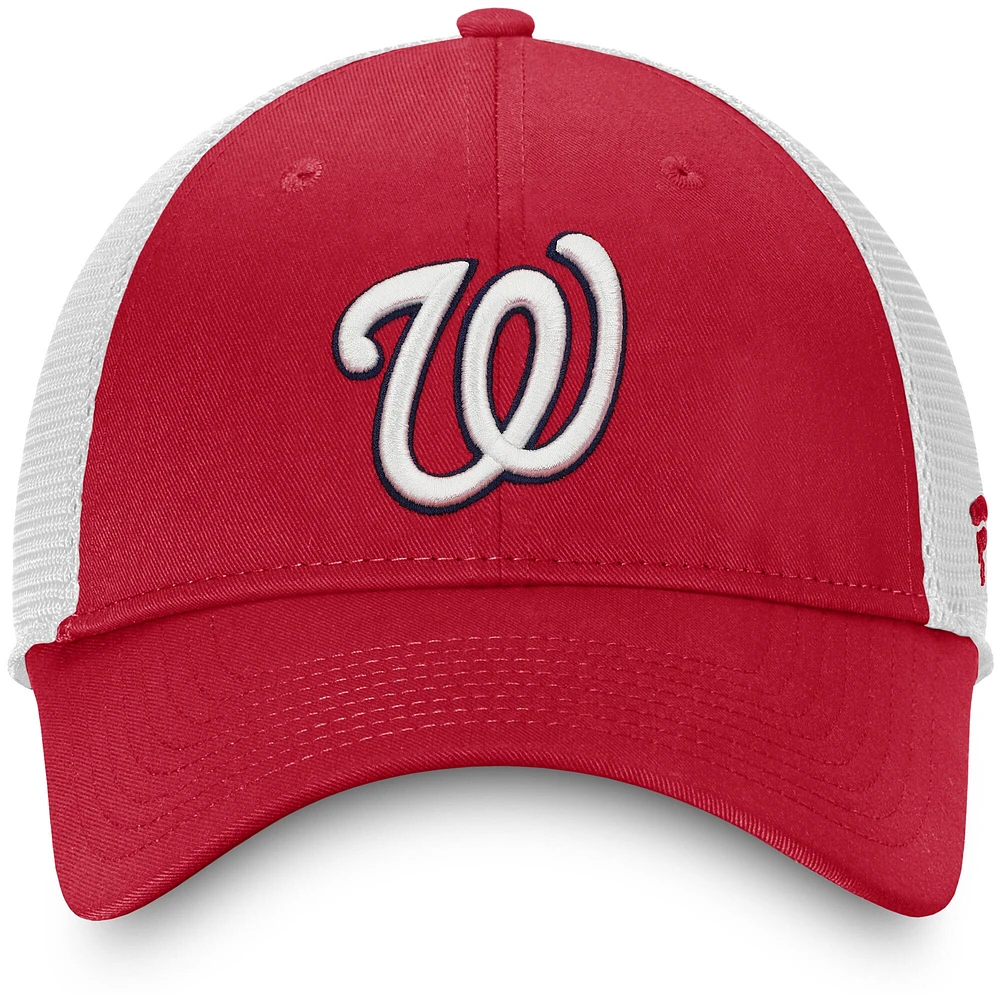 Casquette réglable de camionneur non structurée Fanatics rouge/blanc de l'équipe des Nationals de Washington pour hommes