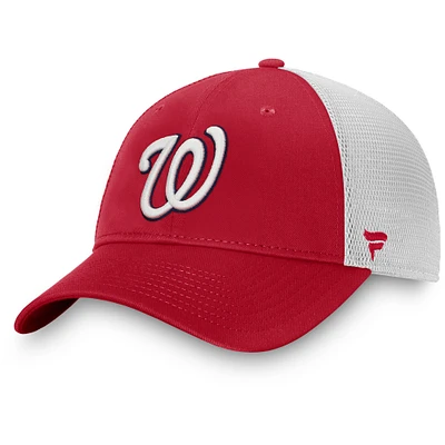 Casquette réglable de camionneur non structurée Fanatics rouge/blanc de l'équipe des Nationals de Washington pour hommes