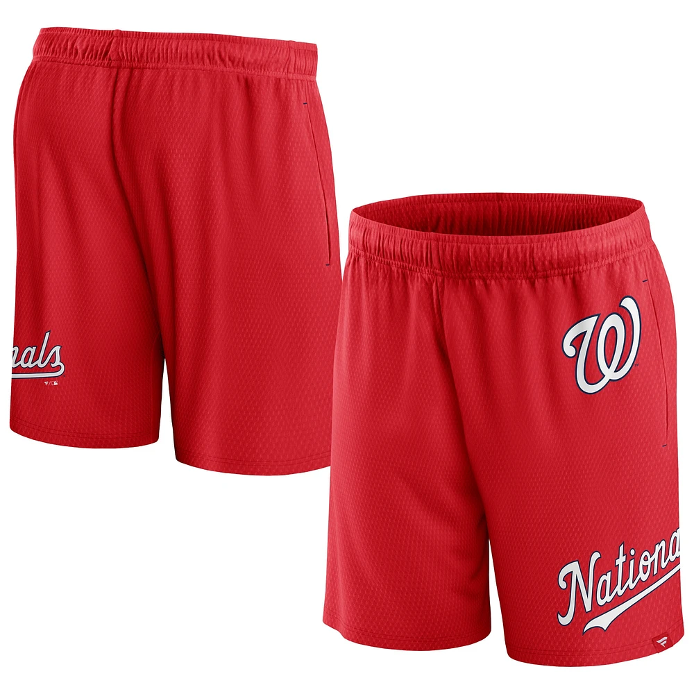 Short en maille Clincher Fanatics rouge Washington Nationals pour hommes