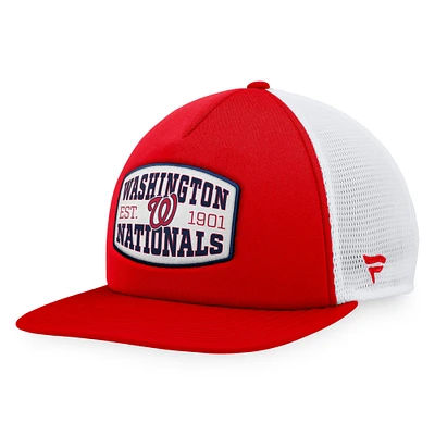 Casquette Snapback de camionneur avec patch en mousse sur le devant en mousse Fanatics pour hommes, rouge des Nationals de Washington