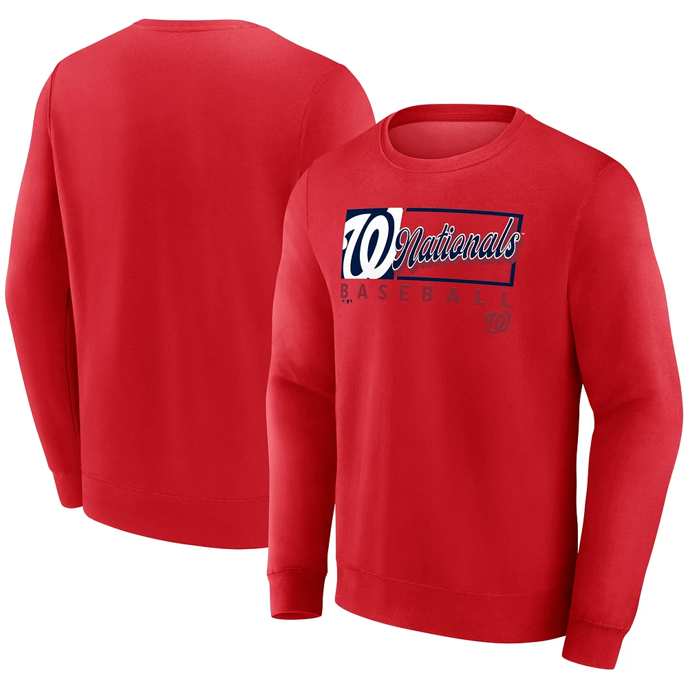 Men's Fanatics Red Washington Nationals Focus Fleece Pullover Sweatshirt