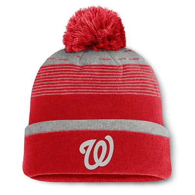 Bonnet en tricot à revers avec pompon et dégradé fondamental des Nationals de Washington pour hommes Fanatics Red