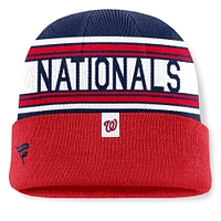 Men's Fanatics Red Washington Nationals Fundamental Team Stripe Cuffed Knit Hat