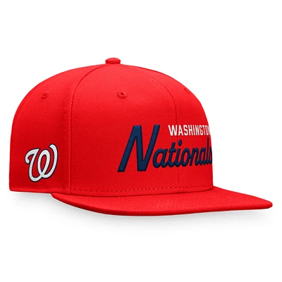 Casquette Snapback Fanatics rouge Washington Nationals Script pour hommes