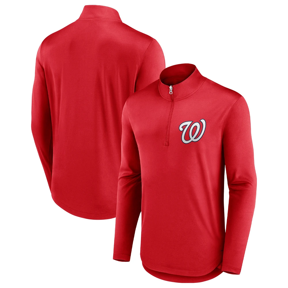 Pull léger à fermeture éclair quart de tour Tough Minded pour homme Fanatics Red Washington Nationals