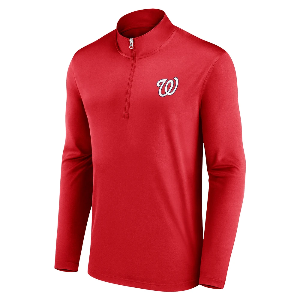 Men's Fanatics Red Washington Nationals Underdog Mindset Quarter-Zip Top