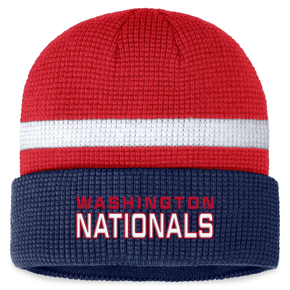 Bonnet en tricot à revers gaufré Fanatics Red Washington Nationals pour hommes