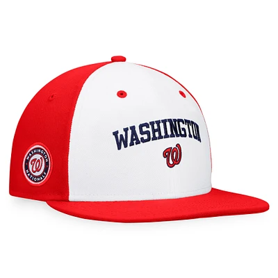 Men's Fanatics White/Red Washington Nationals Iconic Color Blocked Fitted Hat