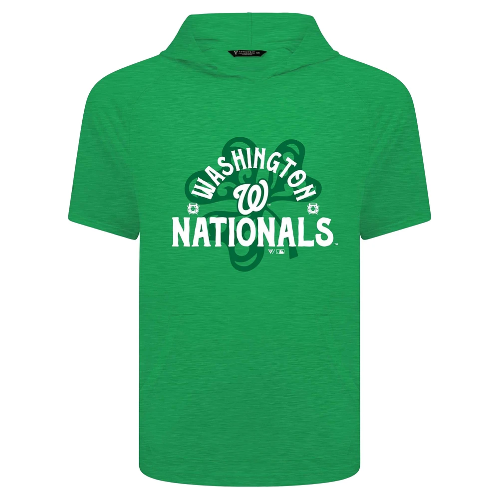 Men's Levelwear Green Washington Nationals St. Patrick's Day Phase Shamrock Short Sleeve T-Shirt Hoodie