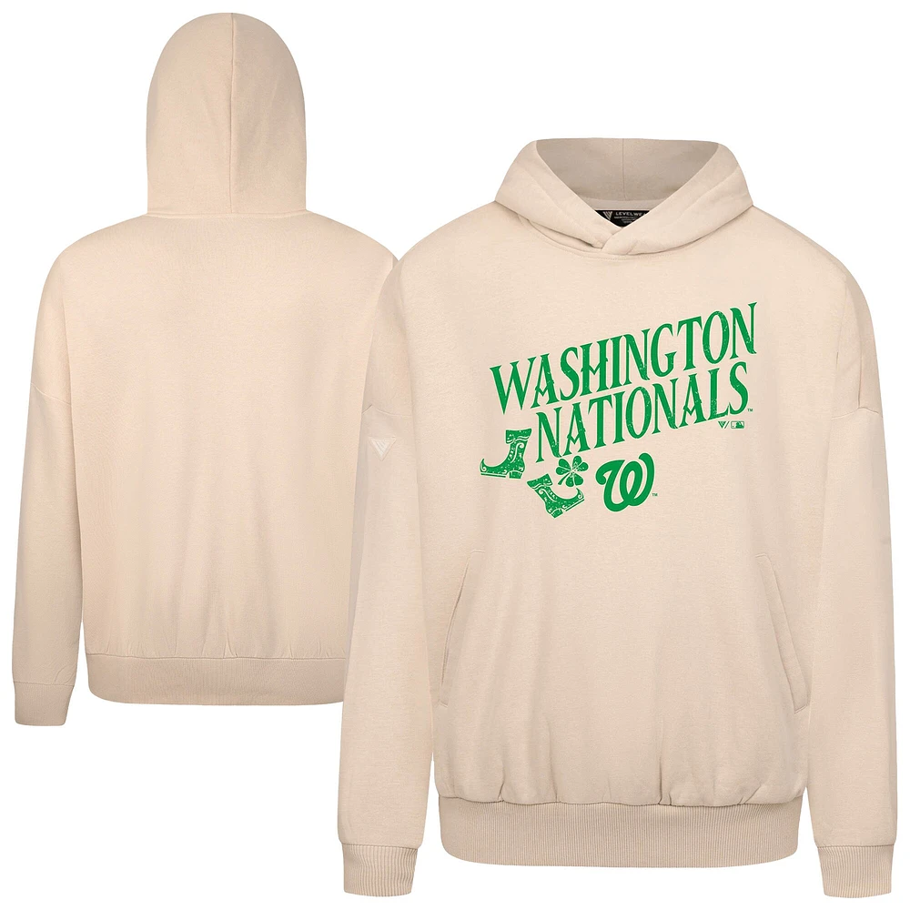 Men's Levelwear  Khaki Washington Nationals St. Patrick's Day Pullover Hoodie