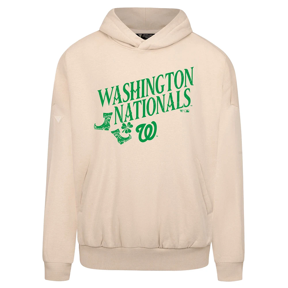 Men's Levelwear  Khaki Washington Nationals St. Patrick's Day Pullover Hoodie