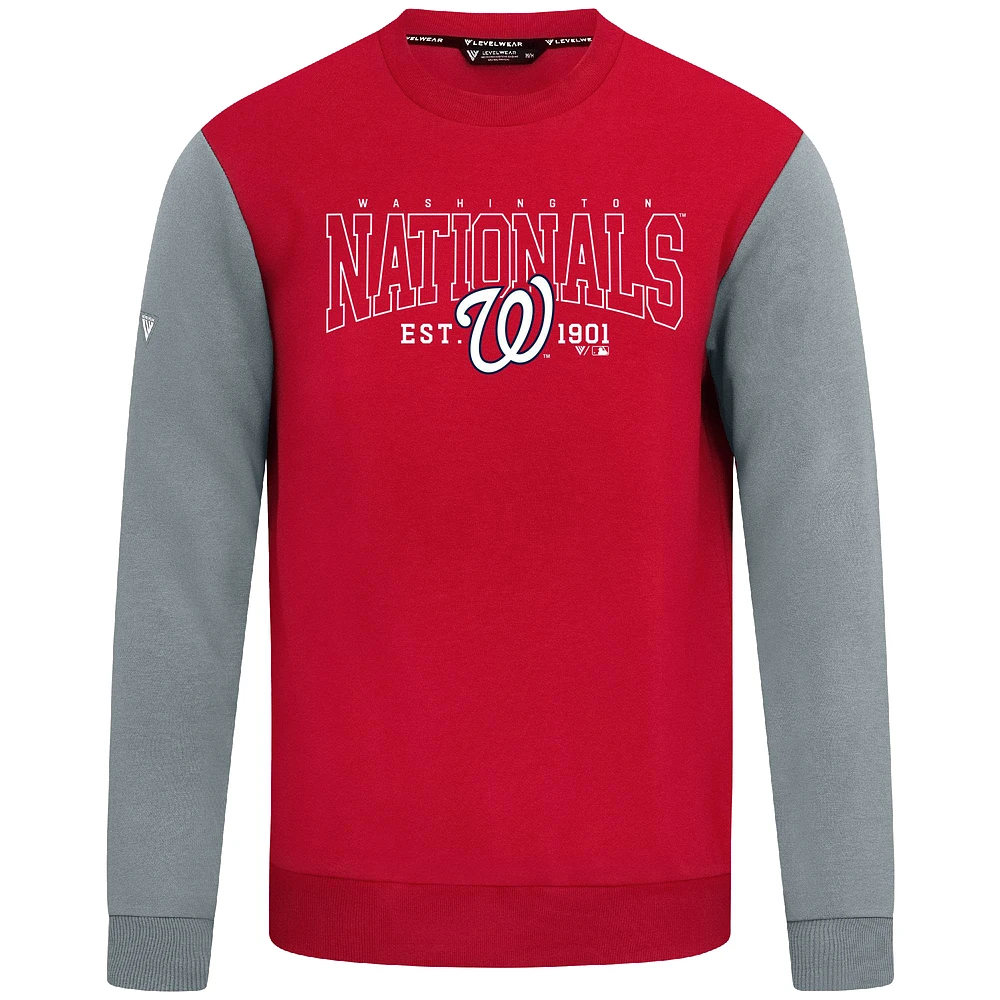 Men's Levelwear Red Washington Nationals Accolade Ultimate Textbook Pullover Sweatshirt