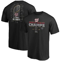 T-shirt Majestic Black Washington Nationals 2019 World Series Champions Signature Roster pour homme