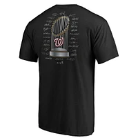 T-shirt Majestic Black Washington Nationals 2019 World Series Champions Signature Roster pour homme