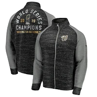 Veste à glissière complète Majestic Heather Black Washington Nationals 2019 World Series Champions Podium pour homme