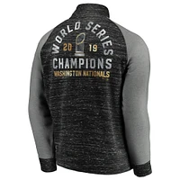 Veste à glissière complète Majestic Heather Black Washington Nationals 2019 World Series Champions Podium pour homme