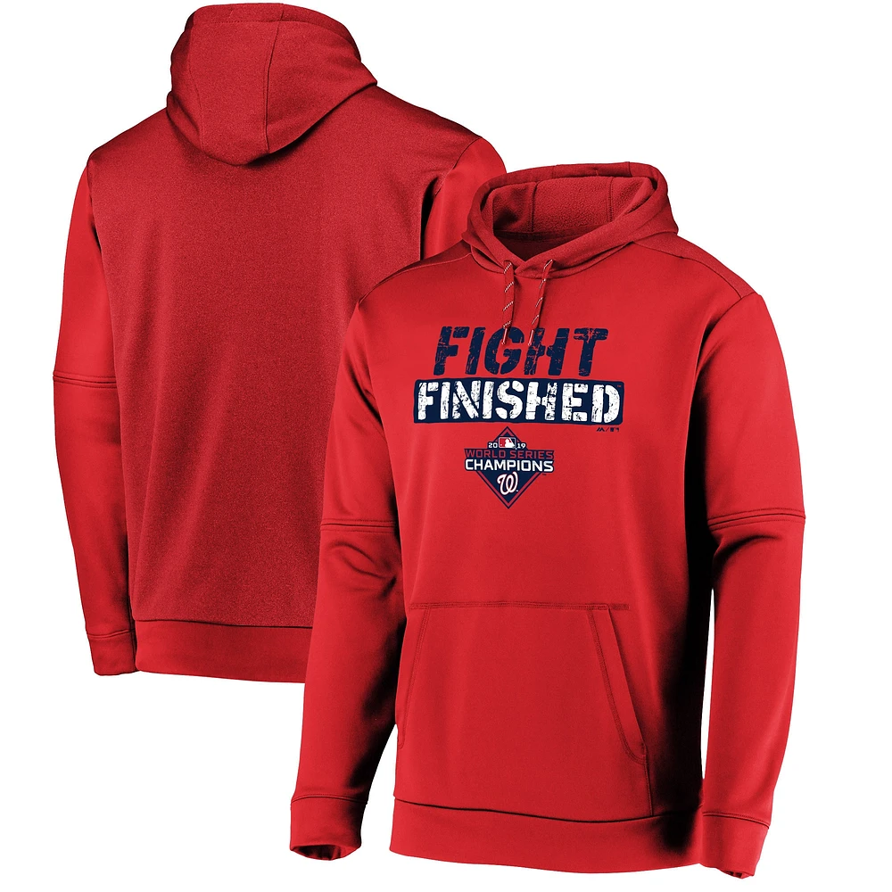 Sweat à capuche Majestic Red Washington Nationals 2019 World Series Champions Slogan pour homme