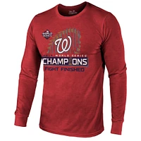 Men's Majestic Threads Red Washington Nationals 2019 World Series Champions Locker Room Long Sleeve T-Shirt