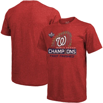 T-shirt pour homme Majestic Threads rouge Washington Nationals Champions des séries mondiales 2019