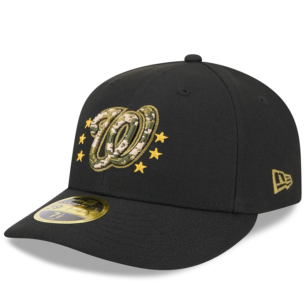 Casquette ajustée 59FIFTY à profil bas pour la Journée des Forces armées 2024 Nationals de Washington New Era noire hommes