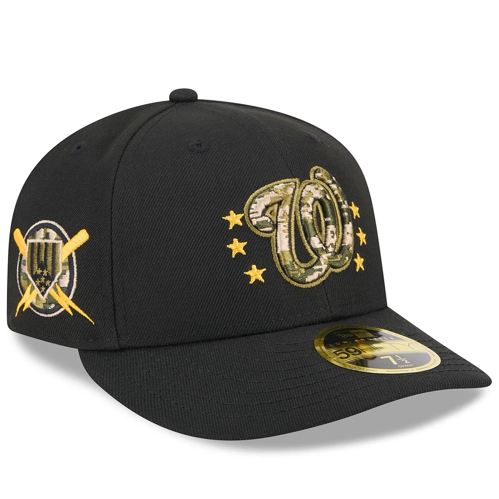 Casquette ajustée 59FIFTY à profil bas pour la Journée des Forces armées 2024 Nationals de Washington New Era noire hommes