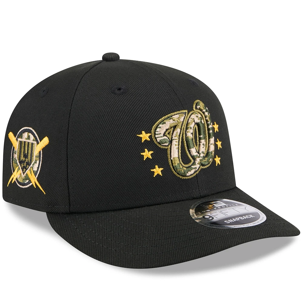 Casquette Snapback 9FIFTY à profil bas pour la Journée des Forces armées 2024 des Nationals de Washington New Era noire pour hommes