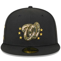 Casquette ajustée 59FIFTY sur le terrain pour la Journée des forces armées 2024 Nationals de Washington New Era noire hommes