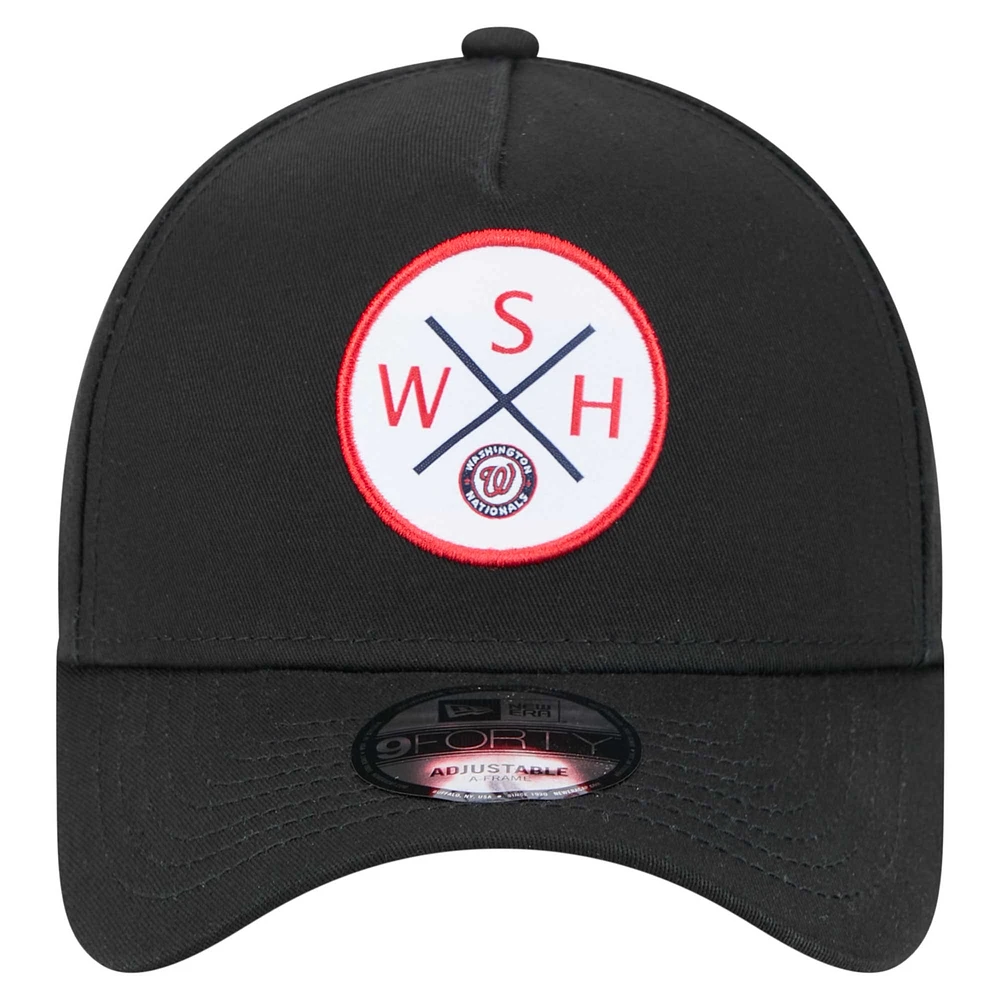 Men's New Era Black Washington Nationals 9FORTY A-Frame Adjustable Hat