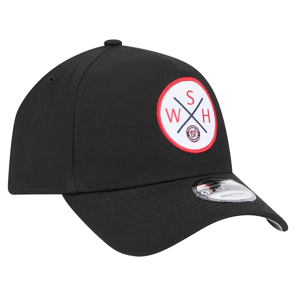 Men's New Era Black Washington Nationals 9FORTY A-Frame Adjustable Hat