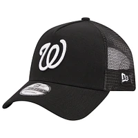 Men's New Era Black Washington Nationals A-Frame 9FORTY Trucker Adjustable Hat