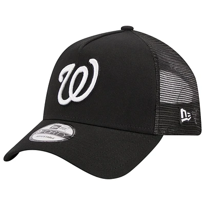 Men's New Era Black Washington Nationals A-Frame 9FORTY Trucker Adjustable Hat
